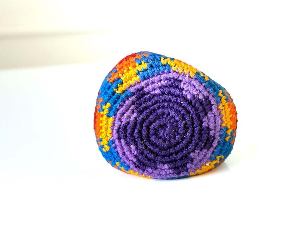 Handmade Multicolored Crochet Geometric Pattern Footbag Hacky Sack
